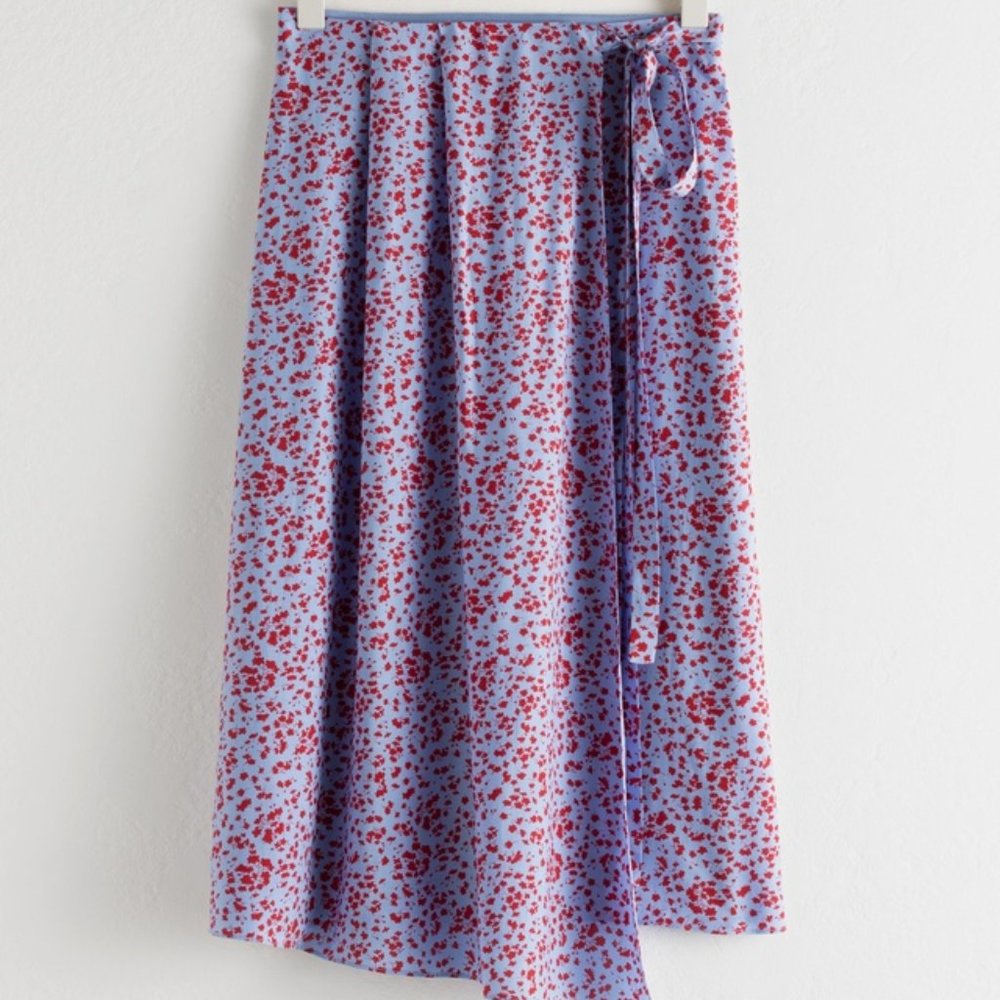 & Other Stories Satin Tie Midi Wrap Skirt